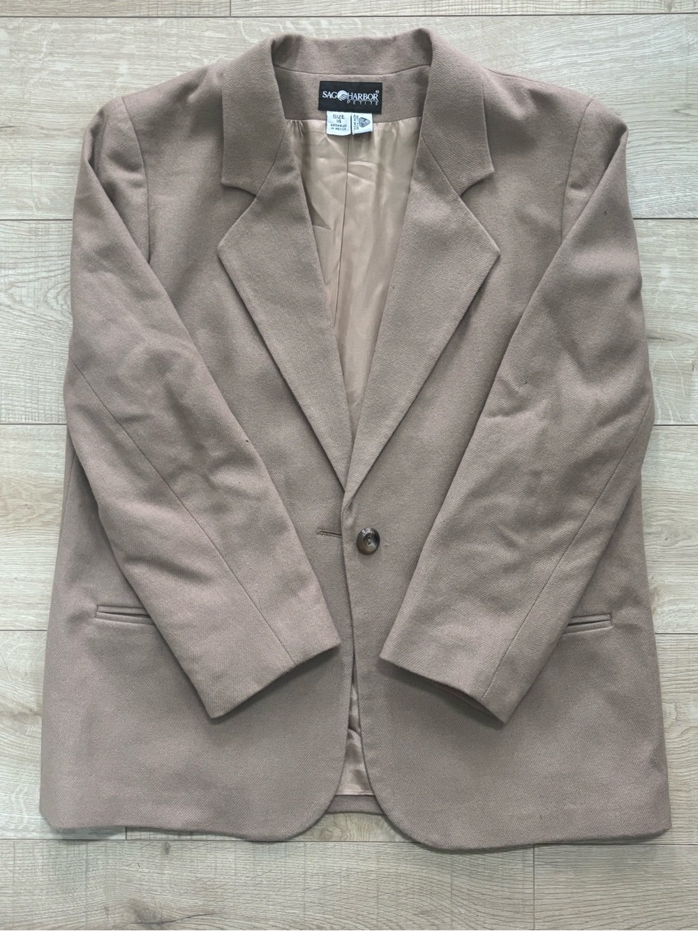 Vintage Wool Blazer Khaki Preppy Classic Sag Harbor Women's Taupe Blazer
